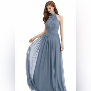 Bill Levkoff halter chiffon floor length bridesmaid gown